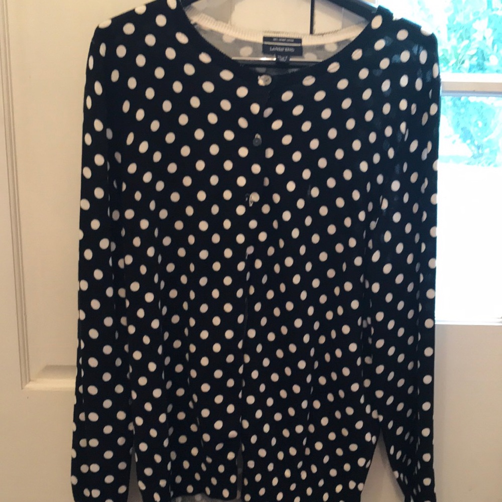 Lands End black and white polka dot sweater Xl